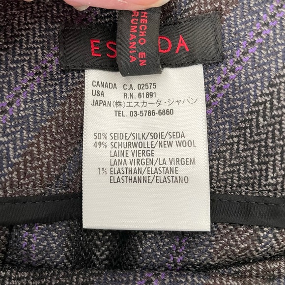 Escada Wide Leg Gray/Purple Pinstripe Silk/Wool Slacks Size 40/4 - Picture 8 of 9